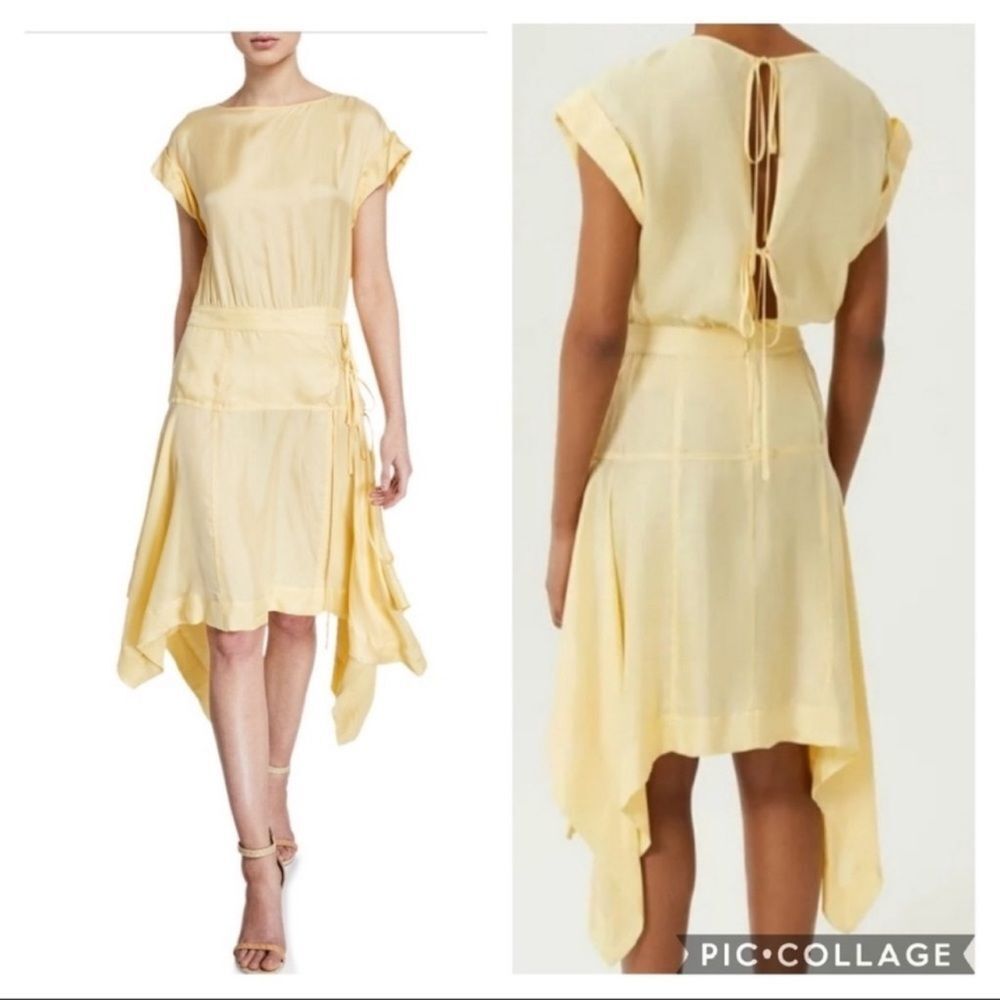 Rebecca‎ Minkoff Women's Yarrow Yellow Buttermilk Asymmetrical Dress size Medium